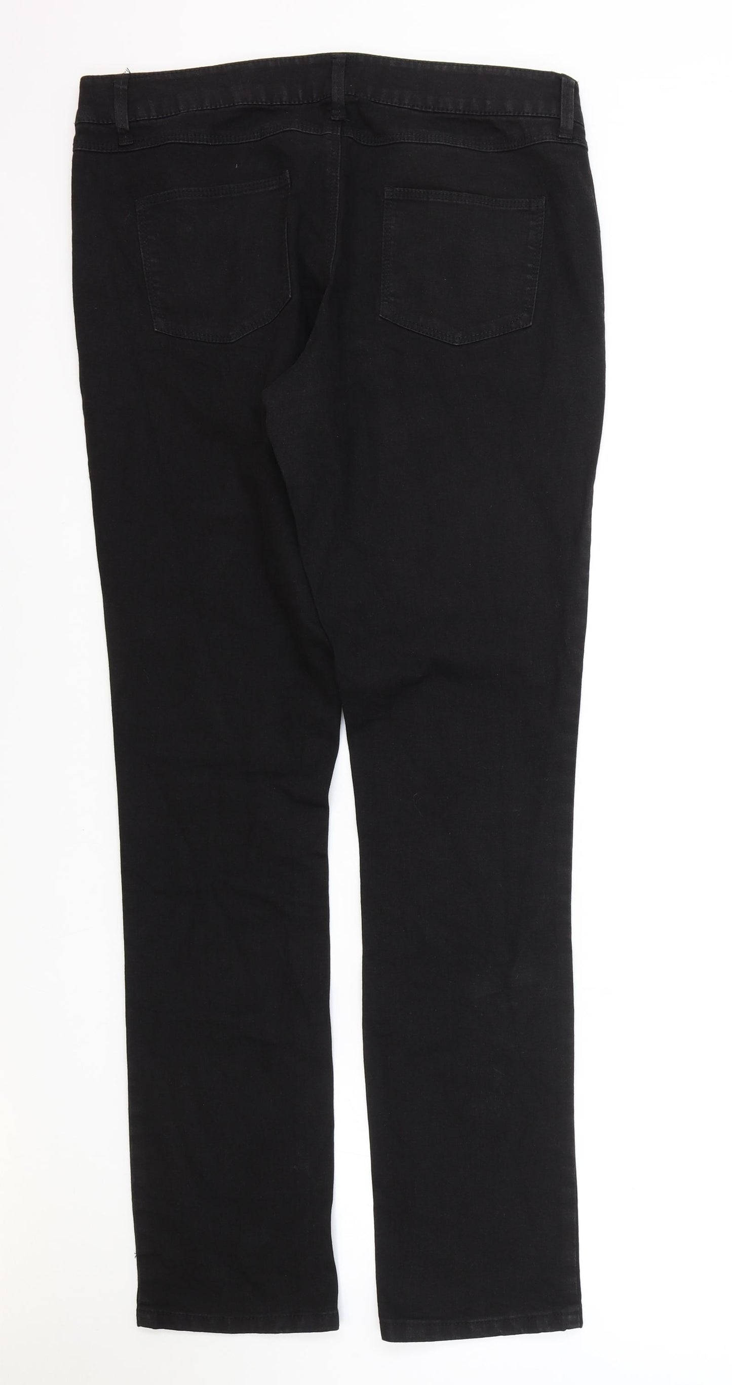 Dorothy Perkins Womens Black Cotton Straight Jeans Size 14 L32 in Regular Zip