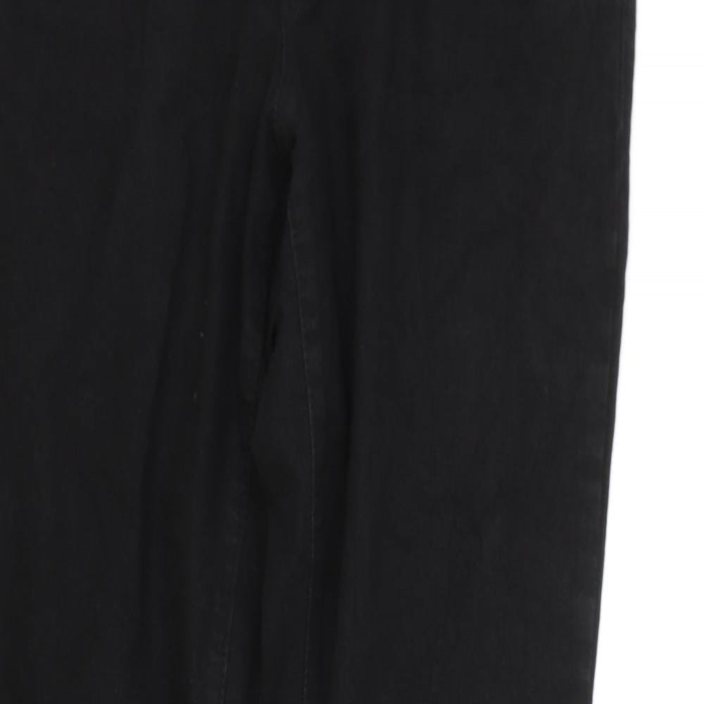 Dorothy Perkins Womens Black Cotton Straight Jeans Size 14 L32 in Regular Zip