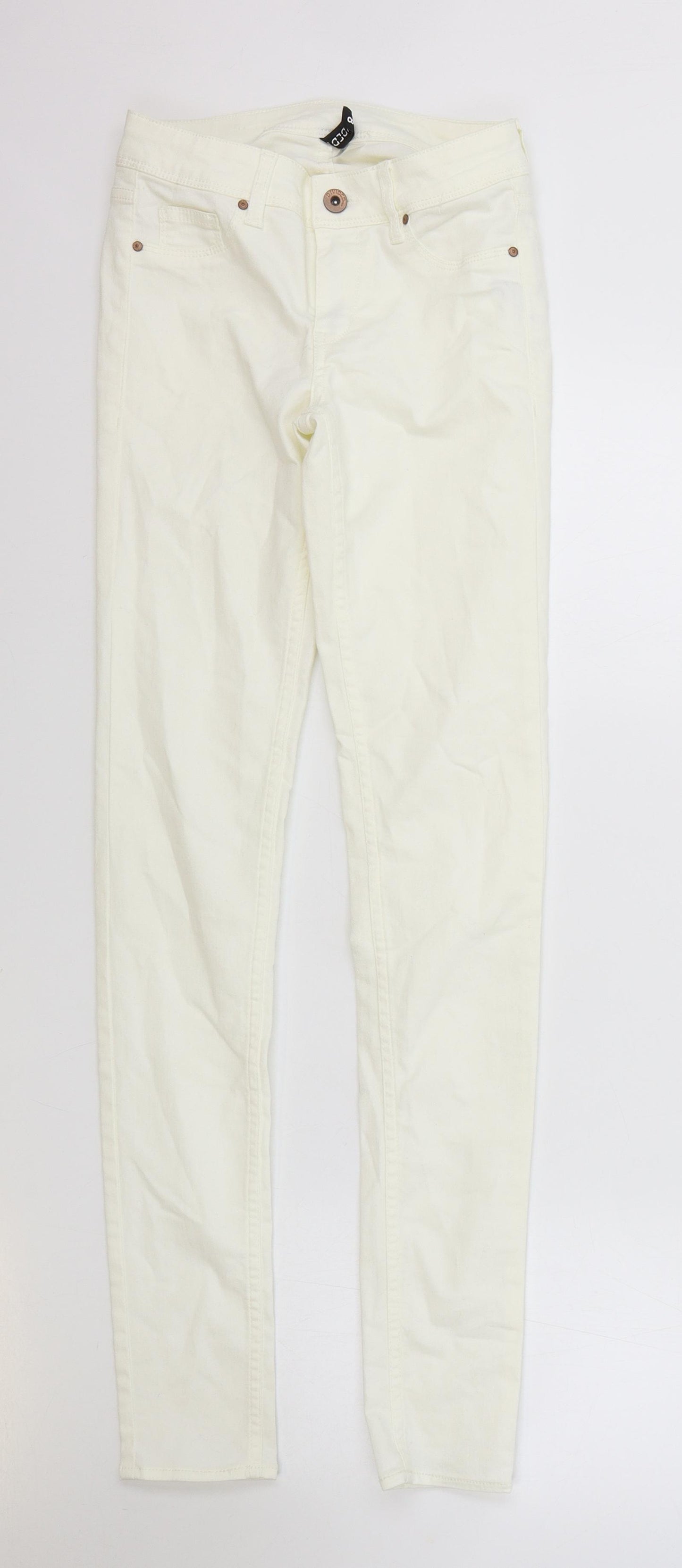 H&M Womens White Cotton Skinny Jeans Size 6 L29 in Regular Zip