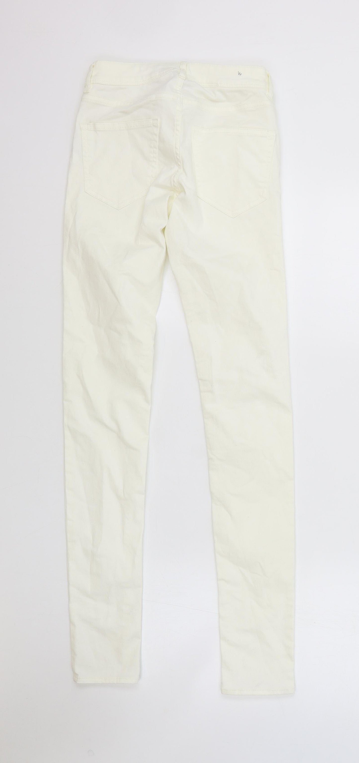 H&M Womens White Cotton Skinny Jeans Size 6 L29 in Regular Zip