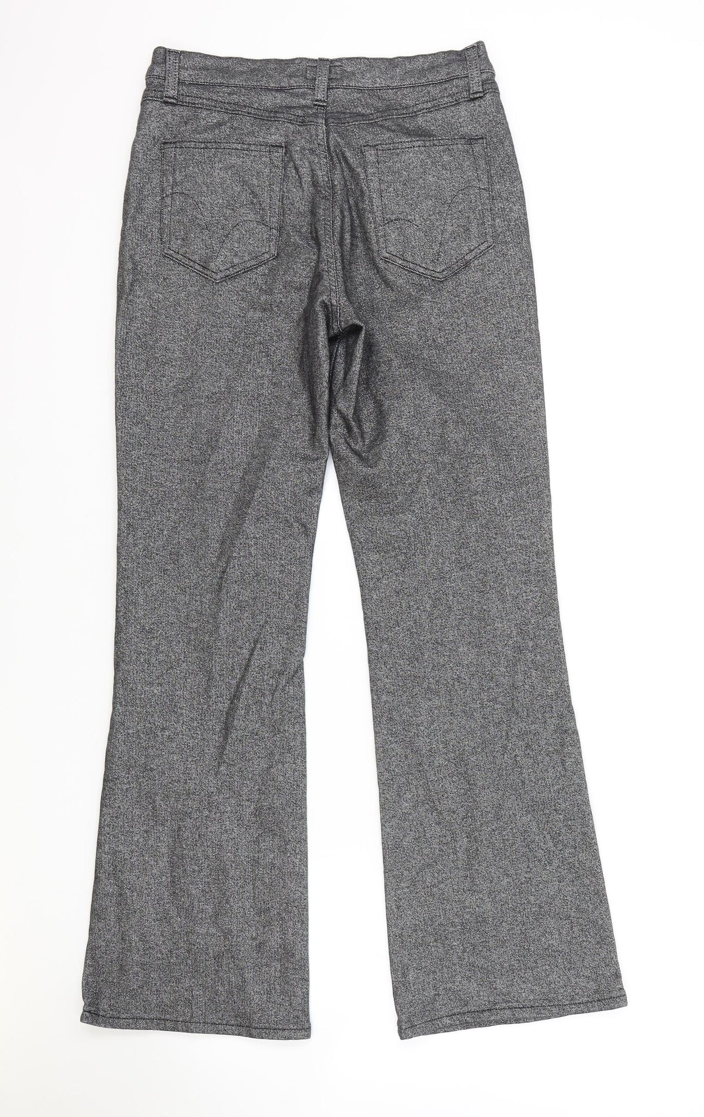 Per Una Womens Grey Cotton Bootcut Jeans Size 12 L30 in Regular Zip