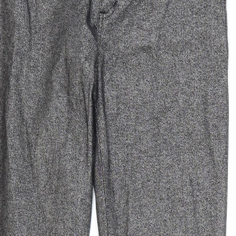 Per Una Womens Grey Cotton Bootcut Jeans Size 12 L30 in Regular Zip