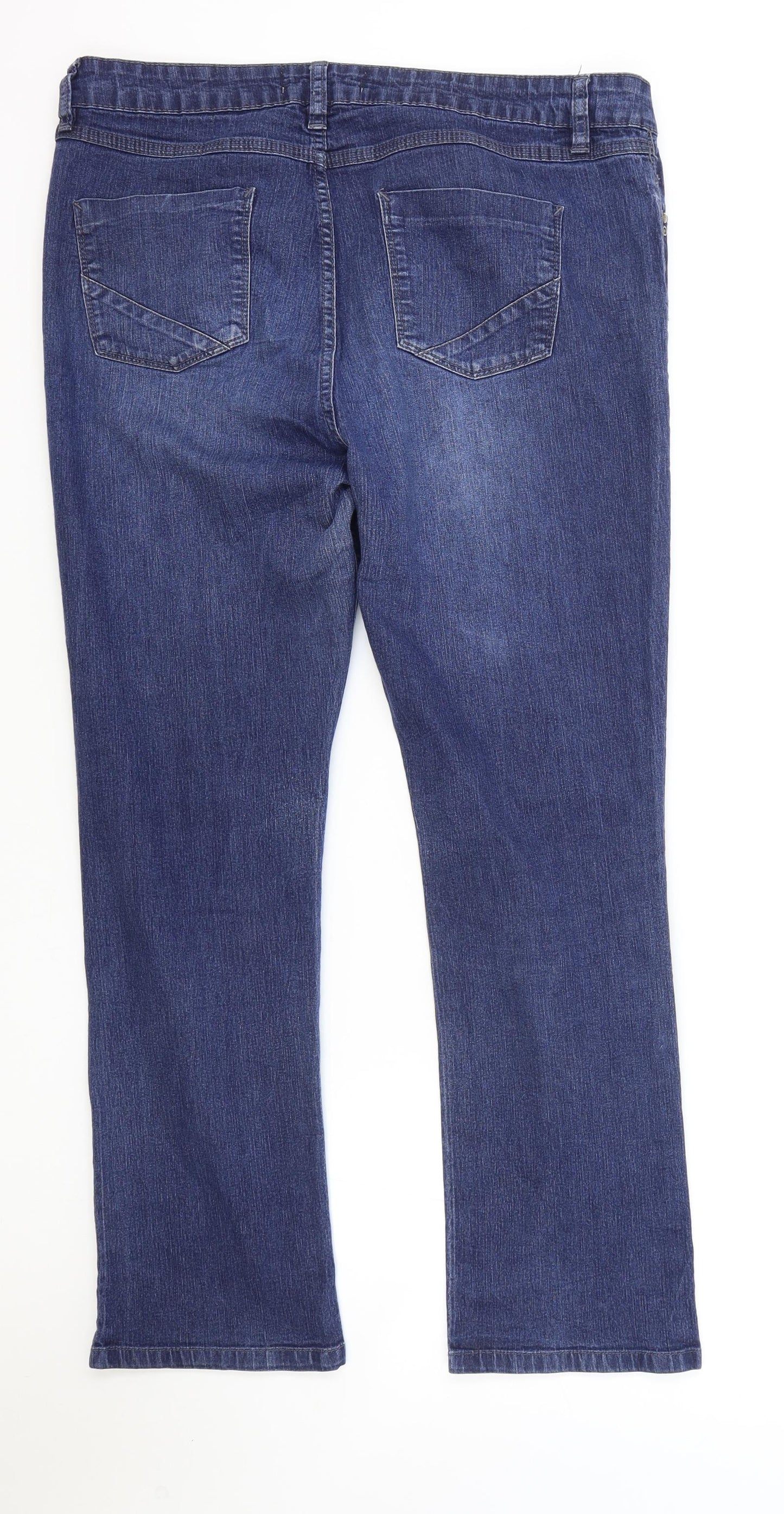 Papaya Womens Blue Cotton Straight Jeans Size 16 L27 in Regular Zip