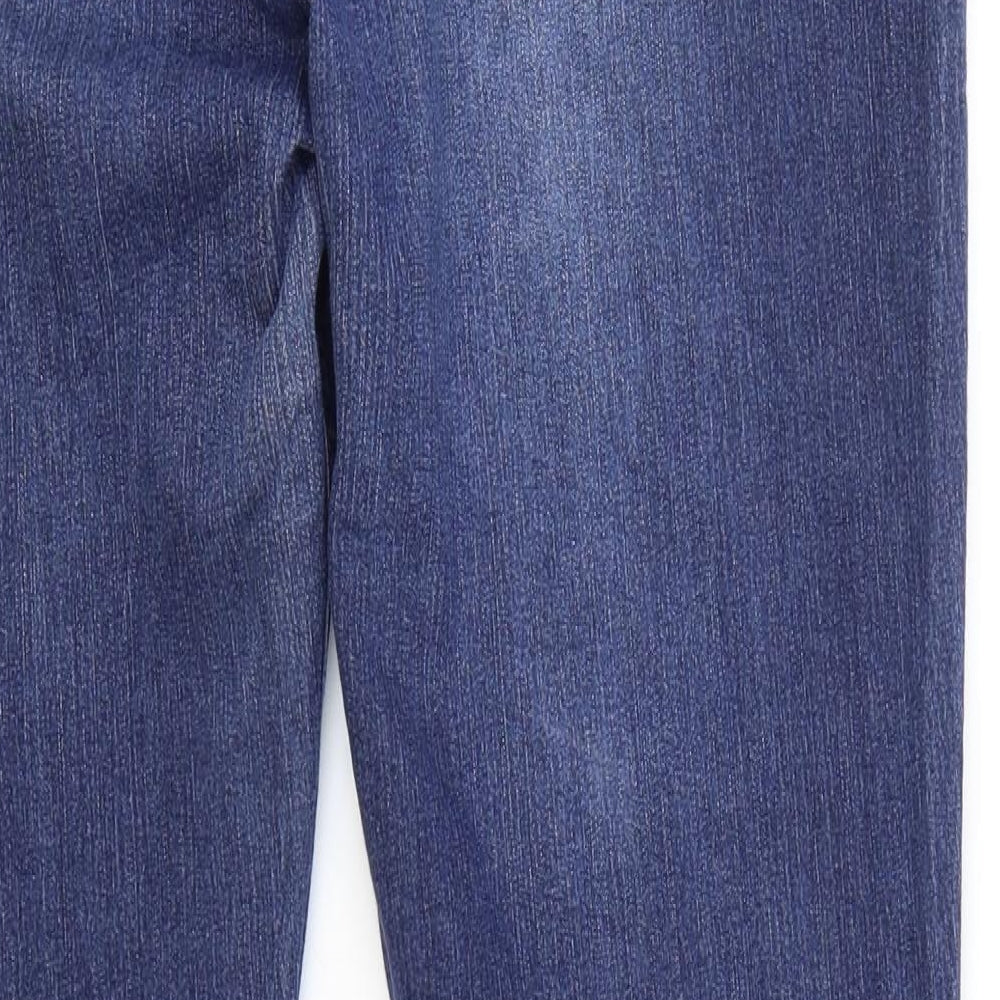 Papaya Womens Blue Cotton Straight Jeans Size 16 L27 in Regular Zip