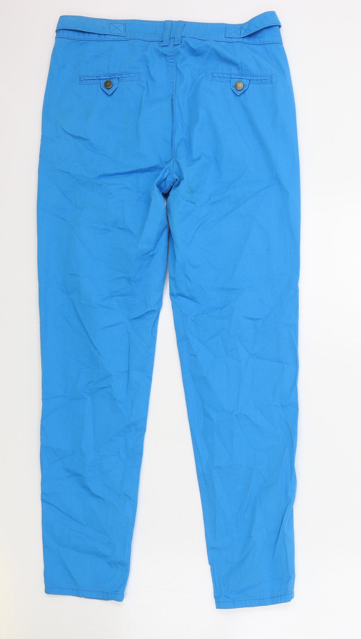 Limited Collection Womens Blue Cotton Capri Trousers Size 8 L29 in Regular Zip