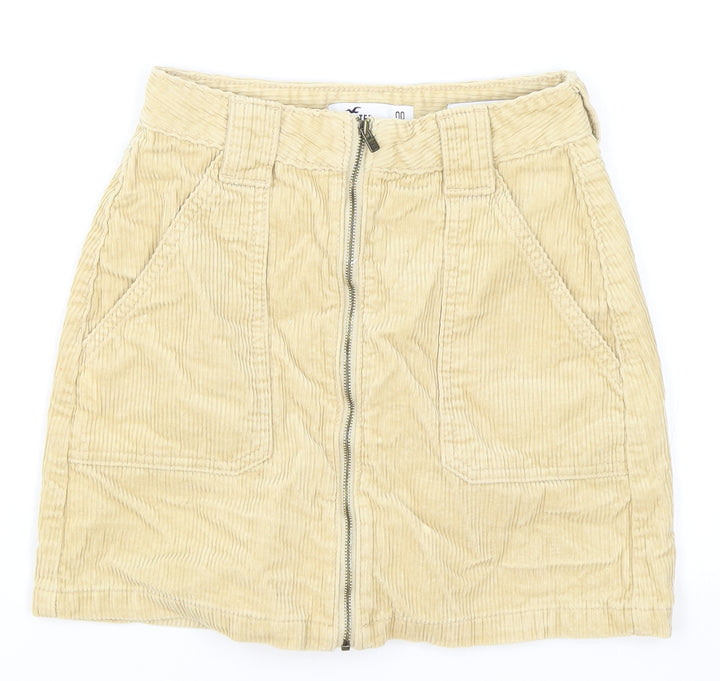 Hollister Womens Brown Cotton A-Line Skirt Size 23 in Zip