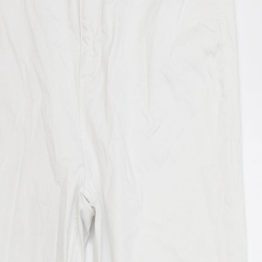 John Lewis Womens White Cotton Straight Jeans Size 18 L25 in Regular Zip