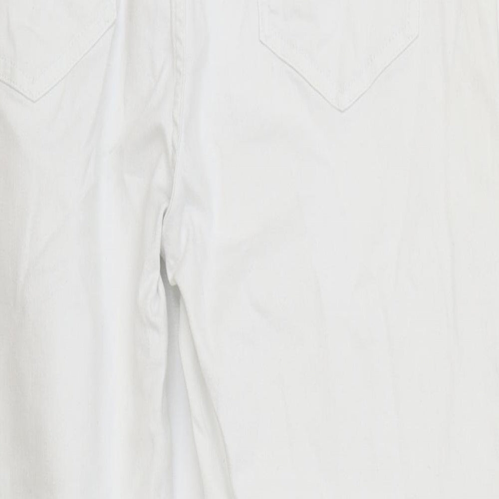 John Lewis Womens White Cotton Straight Jeans Size 18 L25 in Regular Zip