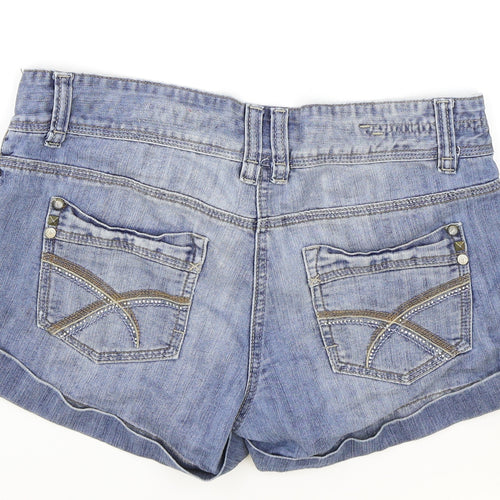 House of Denim Womens Blue Cotton Hot Pants Shorts Size 12 Regular Zip
