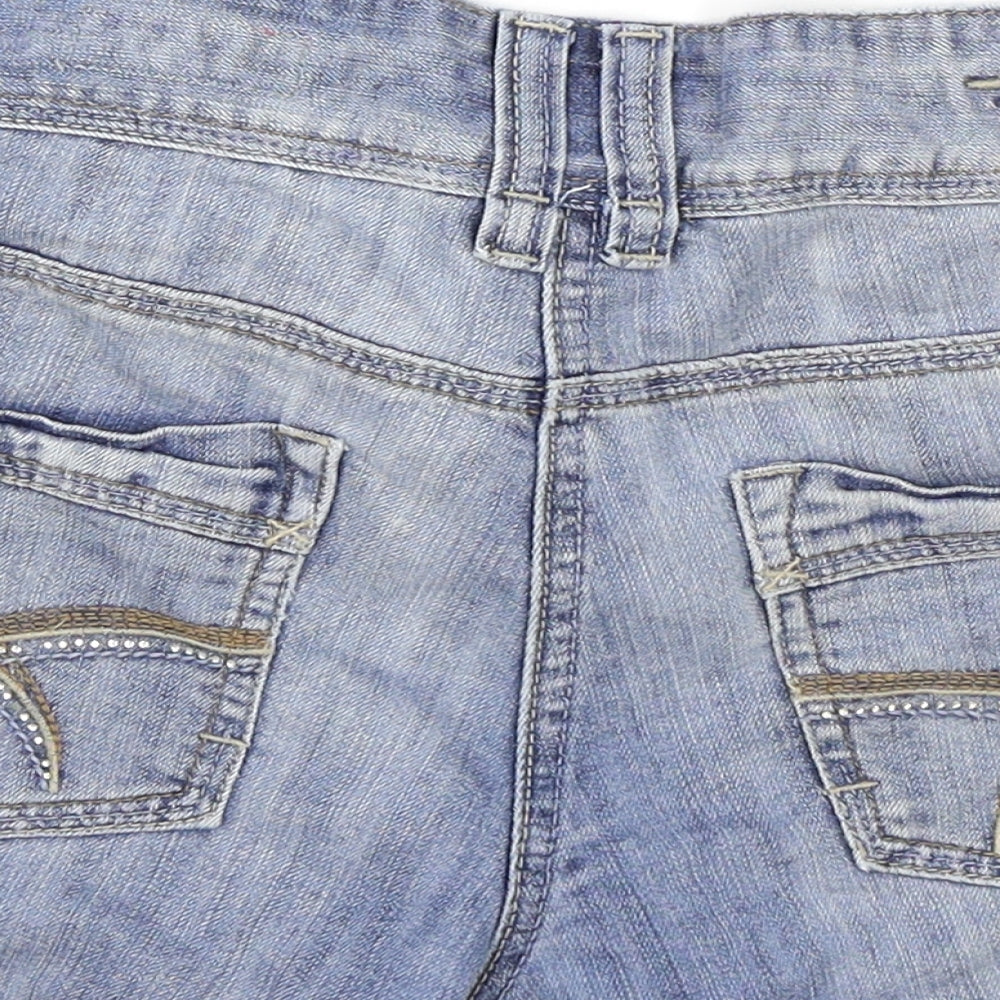 House of Denim Womens Blue Cotton Hot Pants Shorts Size 12 Regular Zip