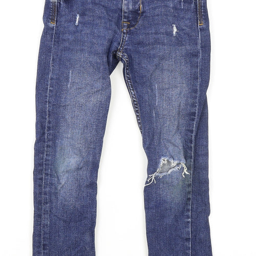 Matalan Boys Blue Cotton Skinny Jeans Size 7 Years L21 in Regular Zip - Distressed