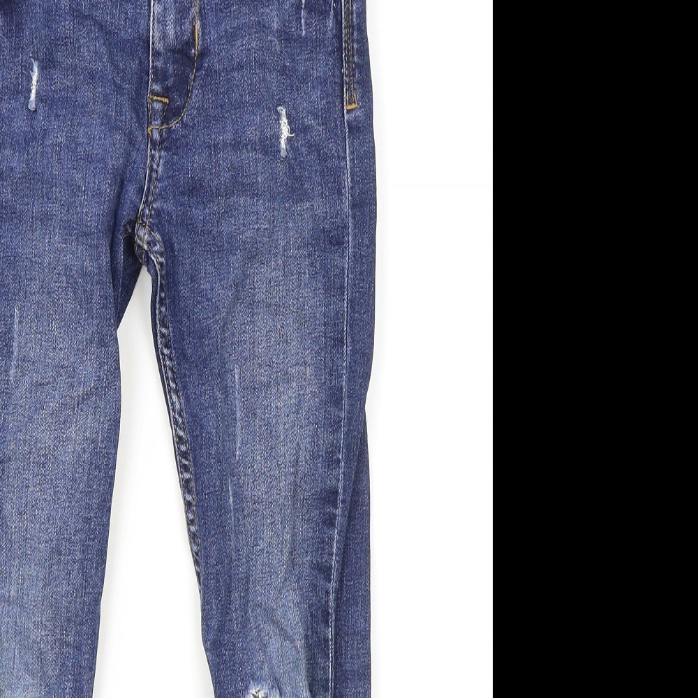Matalan Boys Blue Cotton Skinny Jeans Size 7 Years L21 in Regular Zip - Distressed
