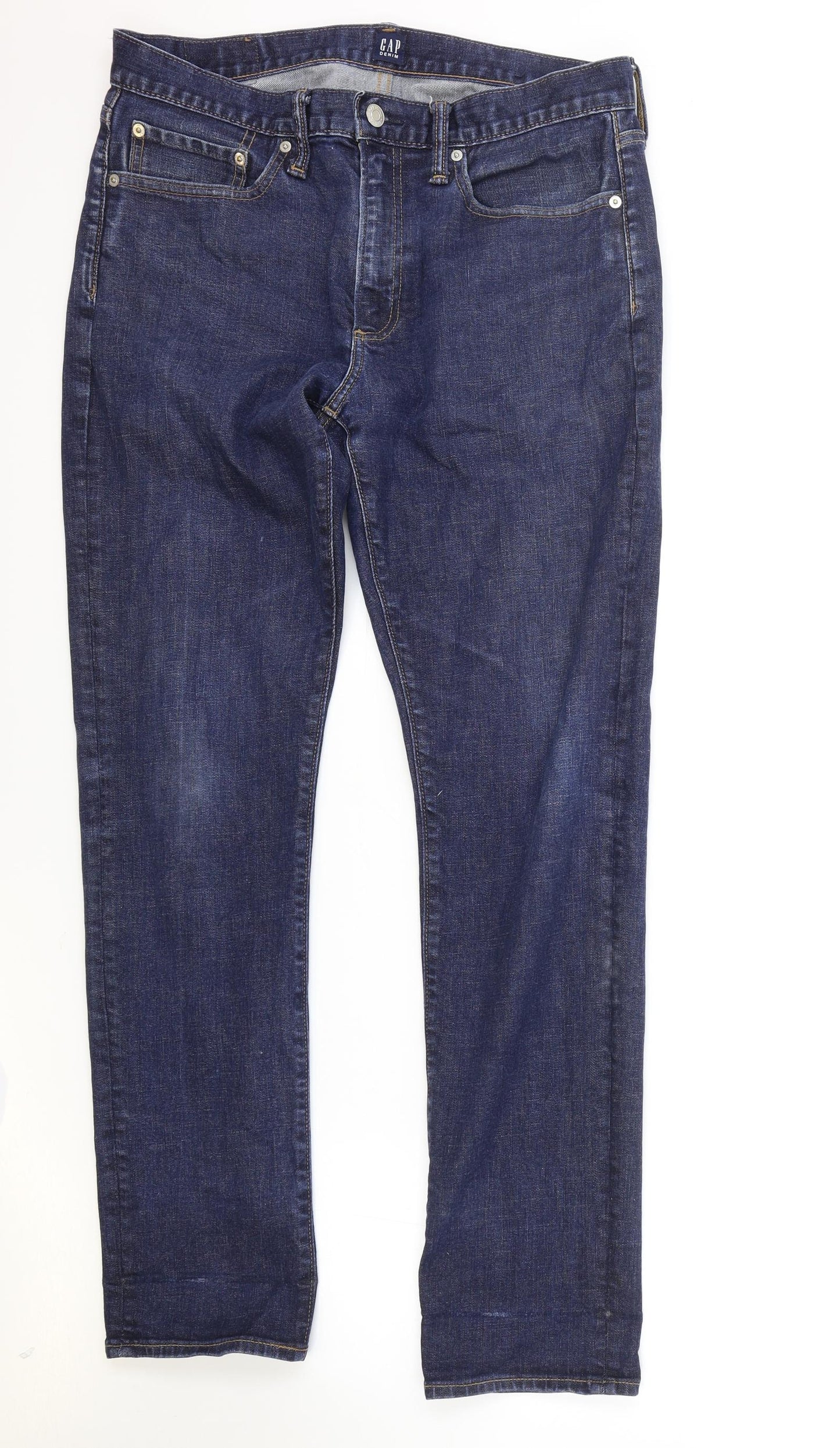 Gap Mens Blue Cotton Straight Jeans Size 32 in L32 in Regular Zip