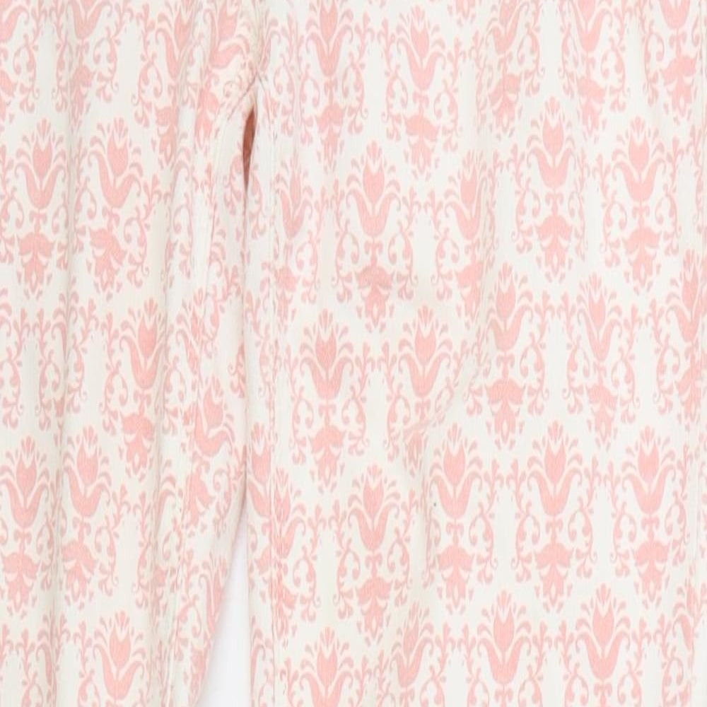 Zara Womens Pink Floral Cotton Skinny Jeans Size 38 in L29 in Regular Zip