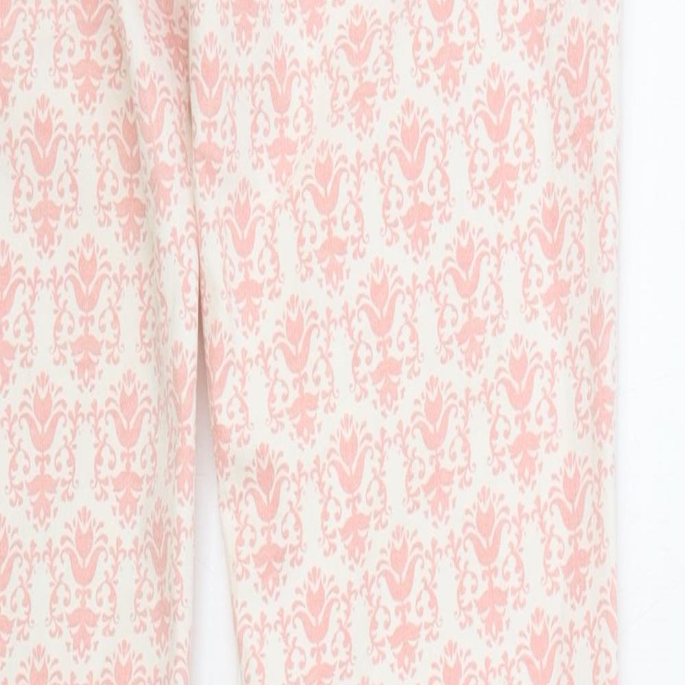 Zara Womens Pink Floral Cotton Skinny Jeans Size 38 in L29 in Regular Zip