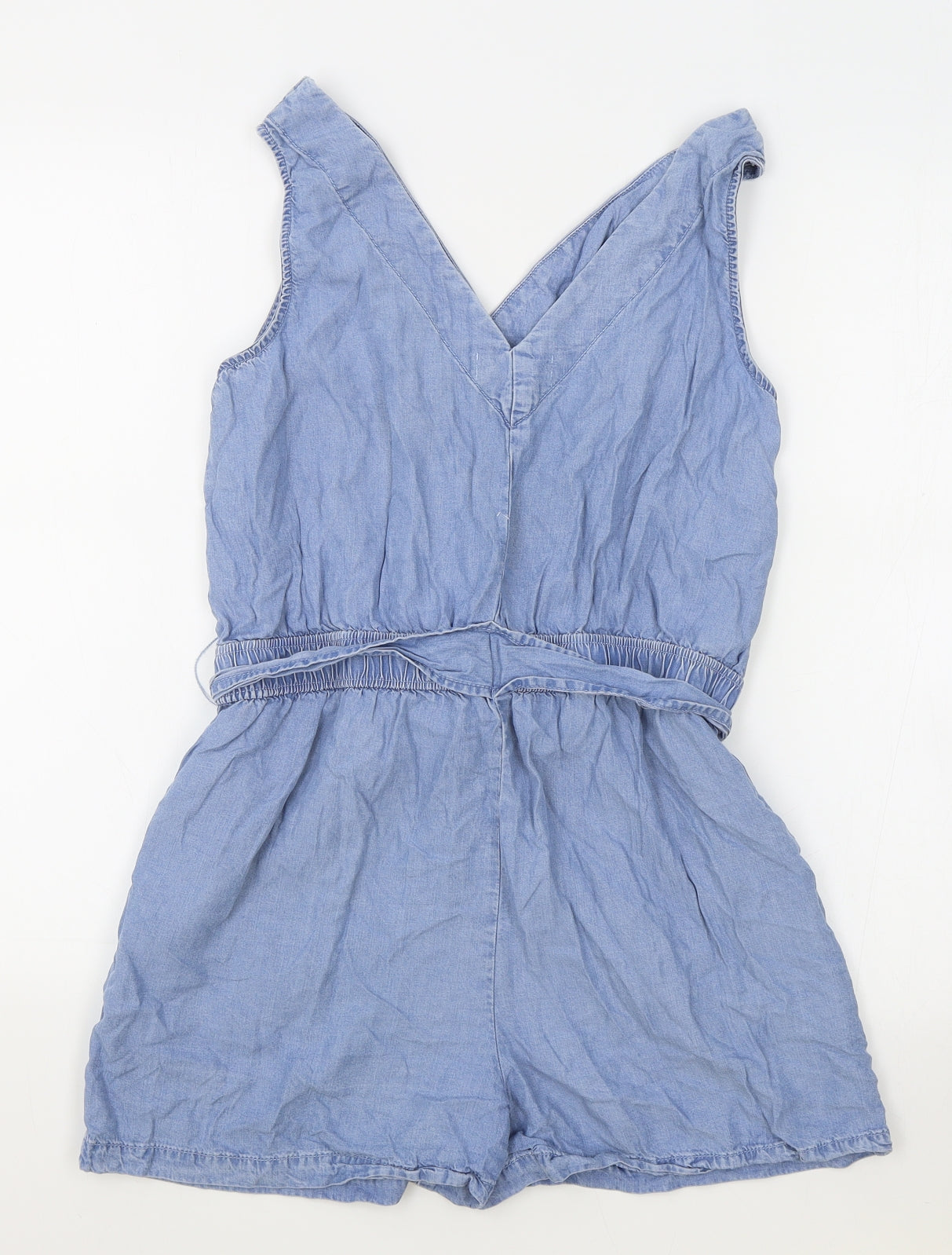 F&F Womens Blue Cotton Playsuit One-Piece Size 10 Button