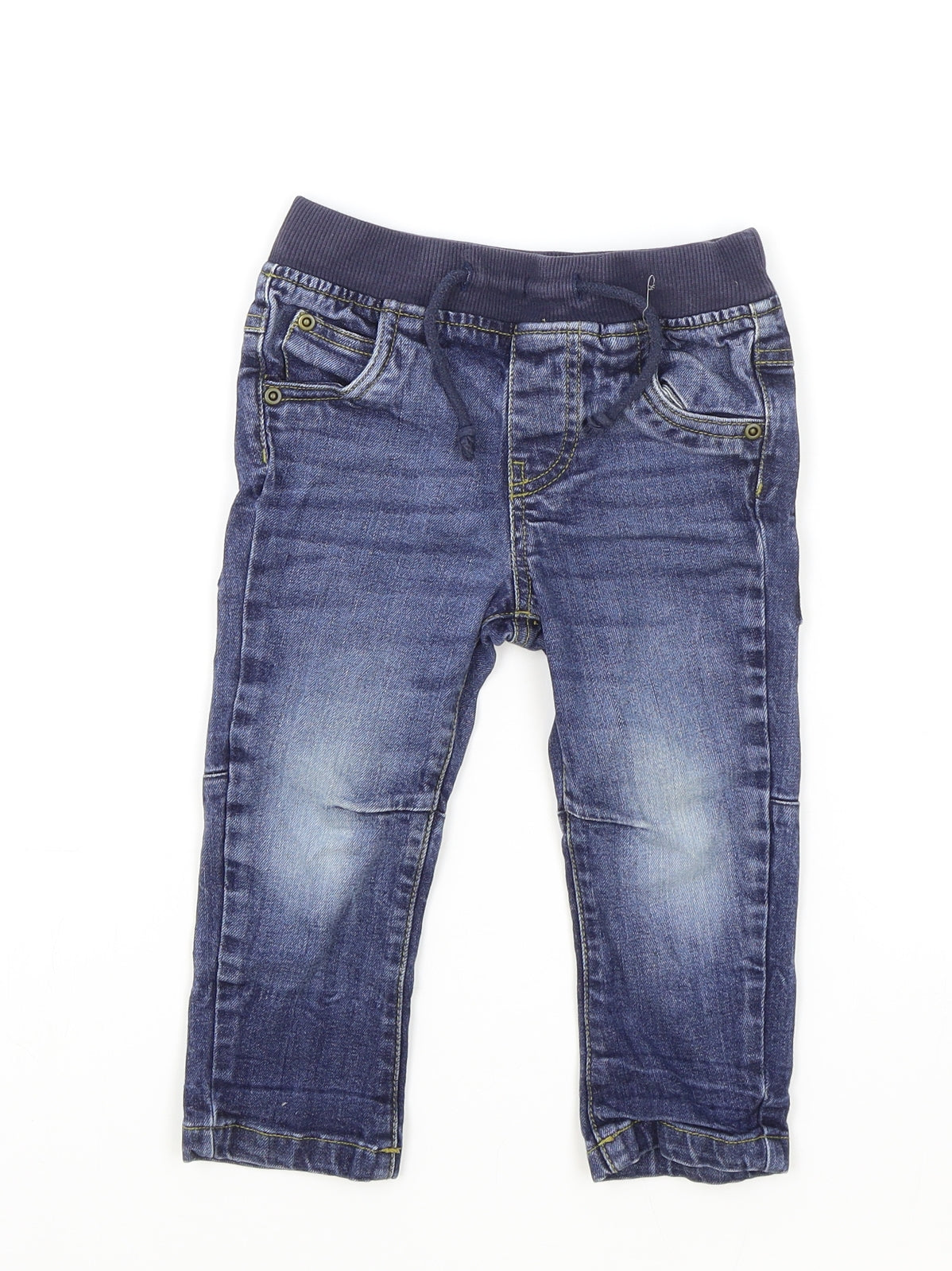 Waitrose Mini Boys Blue Cotton Jogger Jeans Size 12-18 Months Drawstring