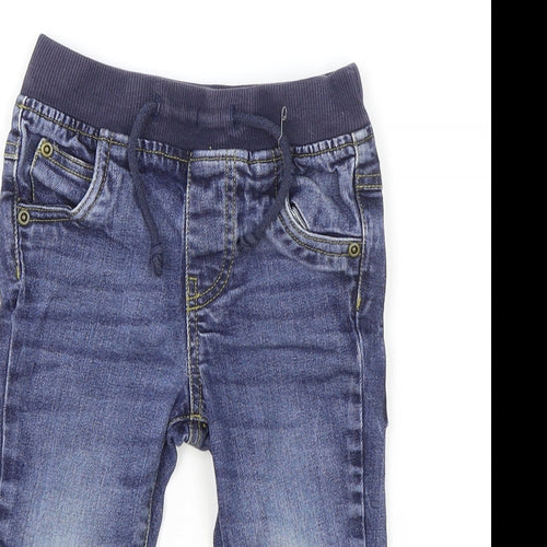 Waitrose Mini Boys Blue Cotton Jogger Jeans Size 12-18 Months Drawstring