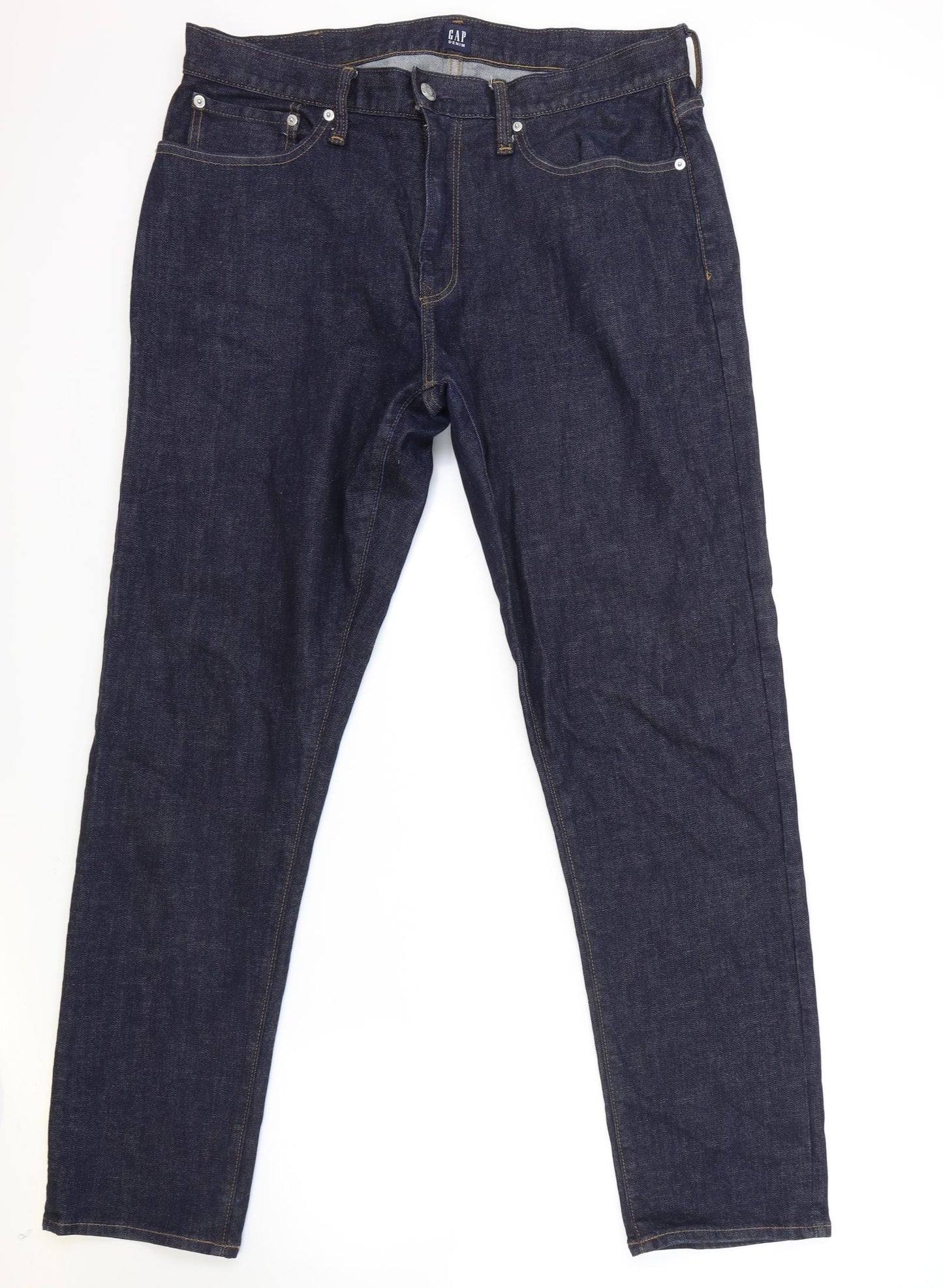 Gap Mens Blue Cotton Straight Jeans Size 34 L32 in Regular Zip
