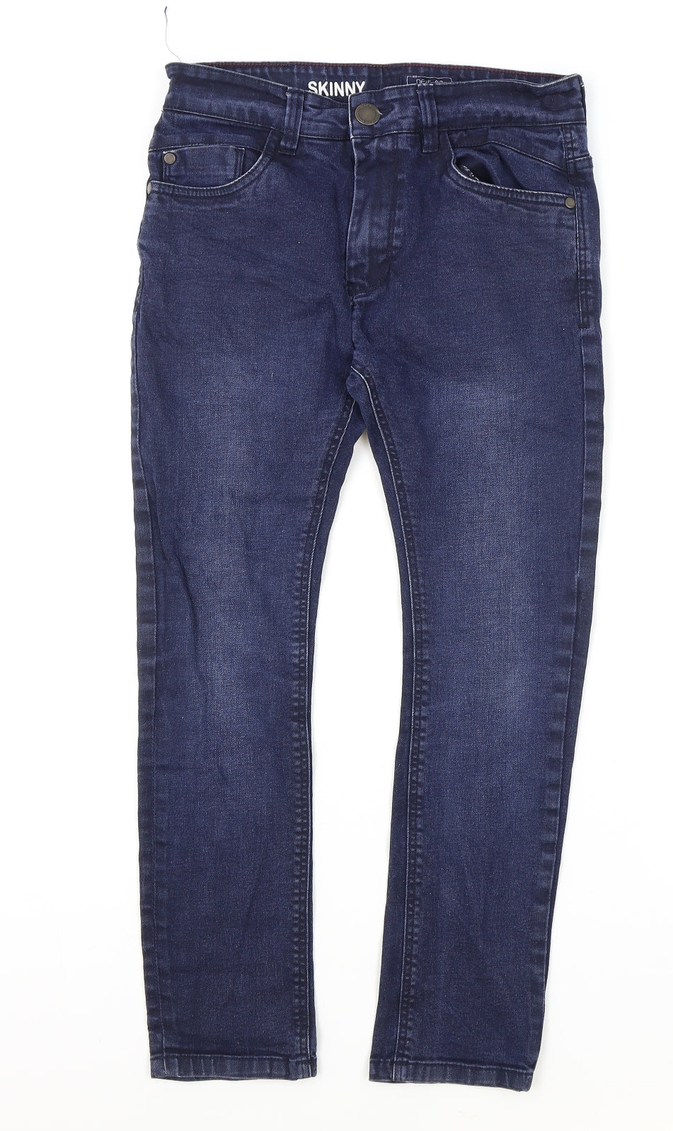 NEXT Girls Blue Cotton Skinny Jeans Size 13 Years L23 in Regular Zip