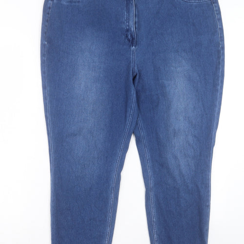 NEXT Womens Blue Cotton Jegging Trousers Size 20 L27 in Regular Button