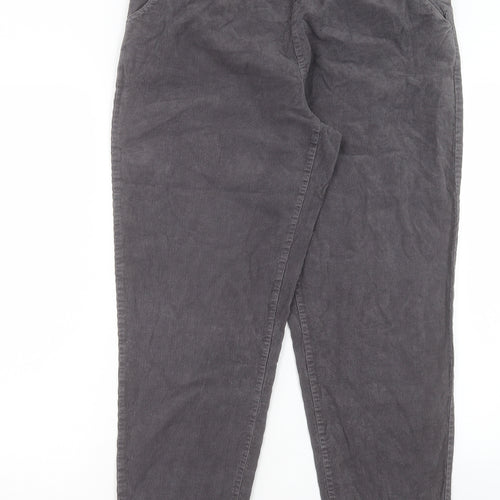 Seasalt Womens Grey Cotton Trousers Size 14 L28 in Regular Button