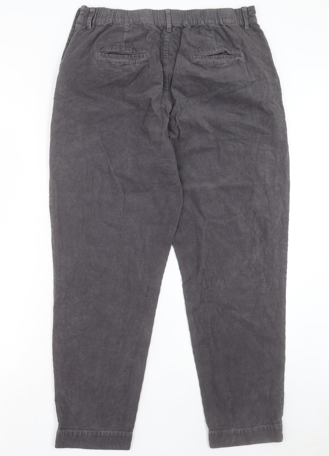 Seasalt Womens Grey Cotton Trousers Size 14 L28 in Regular Button