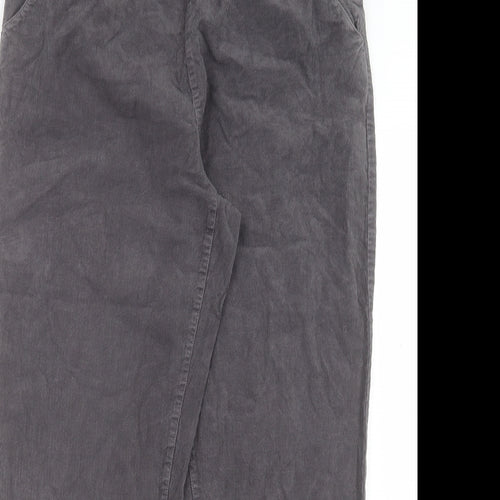 Seasalt Womens Grey Cotton Trousers Size 14 L28 in Regular Button