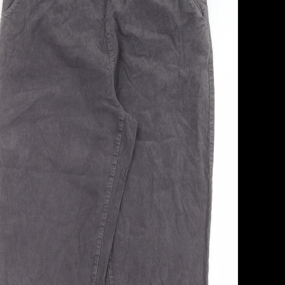 Seasalt Womens Grey Cotton Trousers Size 14 L28 in Regular Button