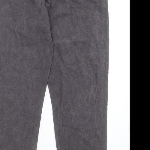 Seasalt Womens Grey Cotton Trousers Size 14 L28 in Regular Button