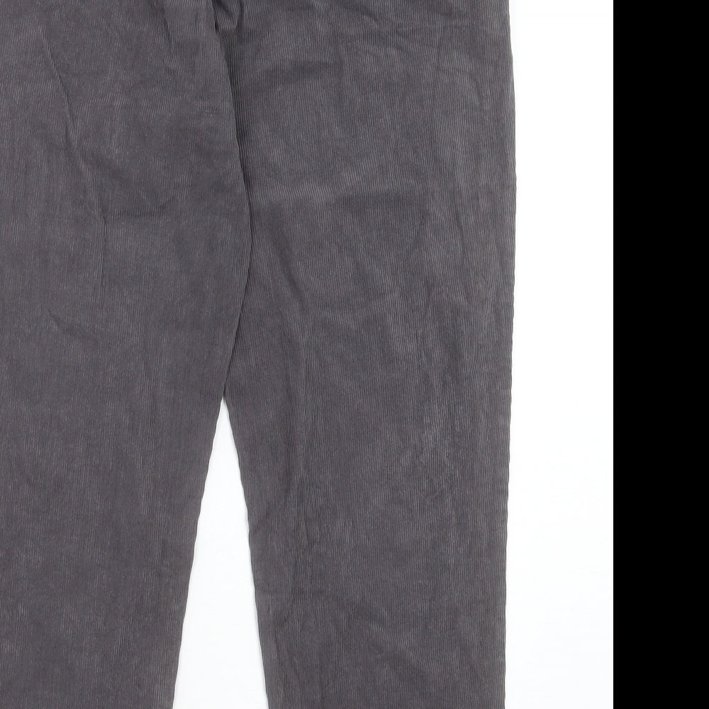 Seasalt Womens Grey Cotton Trousers Size 14 L28 in Regular Button