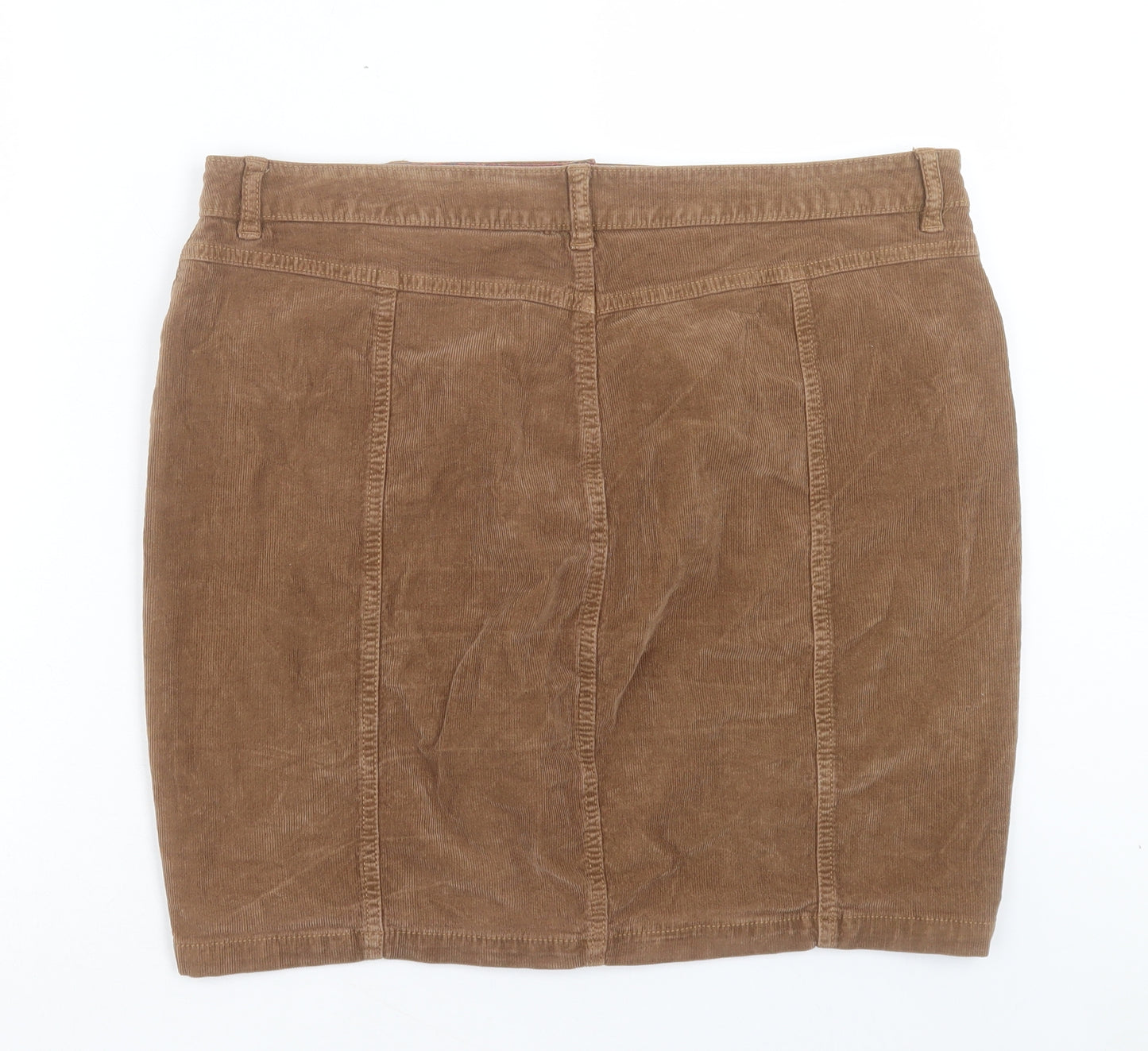 TU Womens Brown Cotton A-Line Skirt Size 14 Button