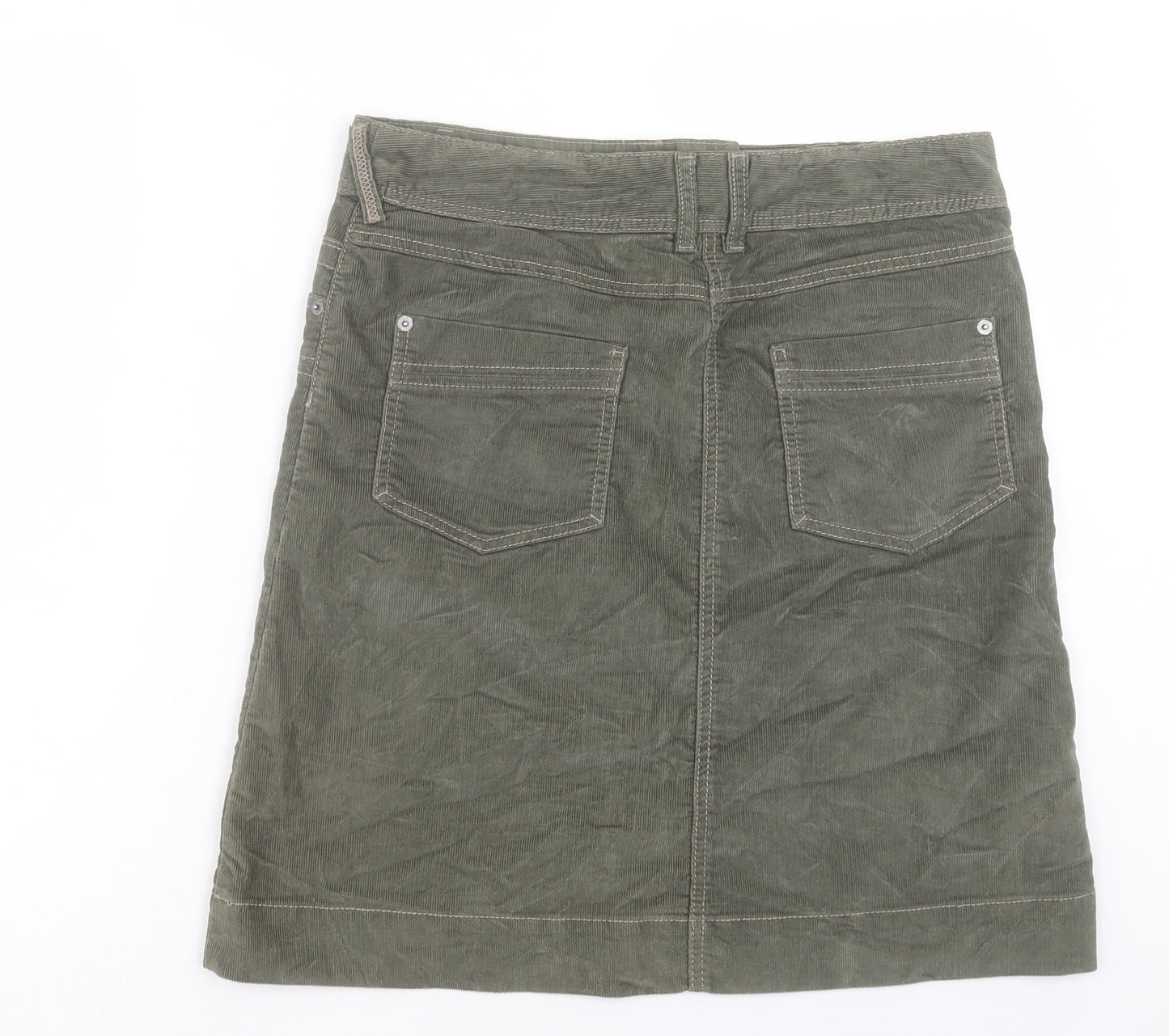NEXT Womens Green Cotton A-Line Skirt Size 12 Button
