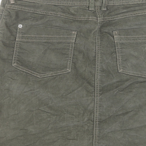 NEXT Womens Green Cotton A-Line Skirt Size 12 Button