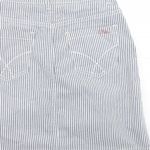 Crew Clothing Womens Blue Striped Cotton A-Line Skirt Size 8 Button