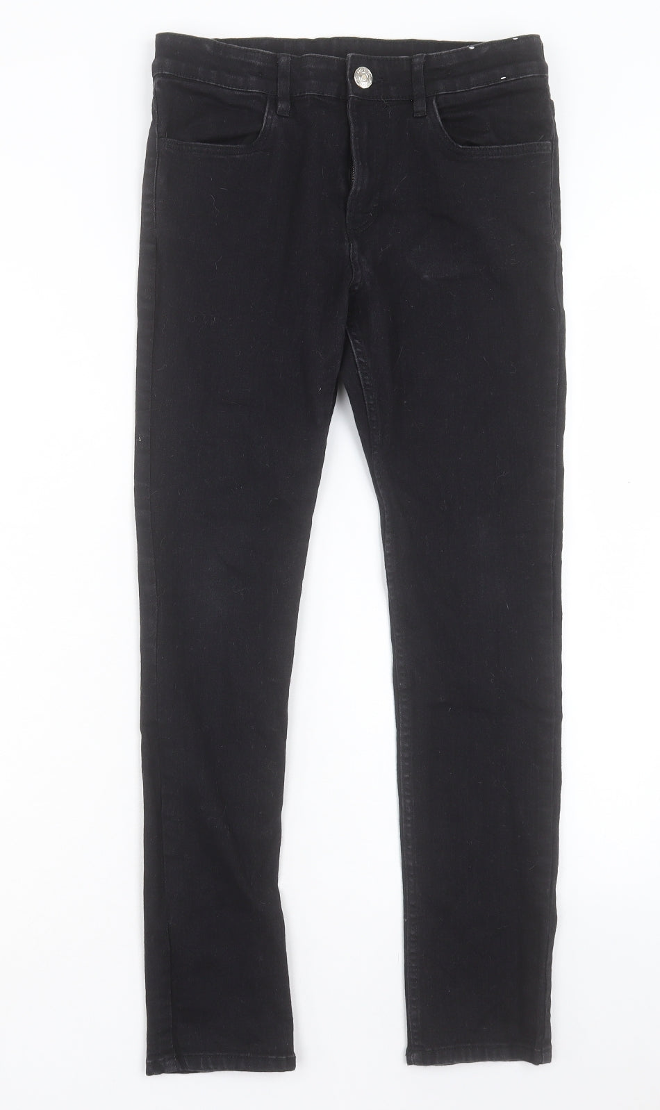 H&M Boys Black Cotton Skinny Jeans Size 11-12 Years Regular Button