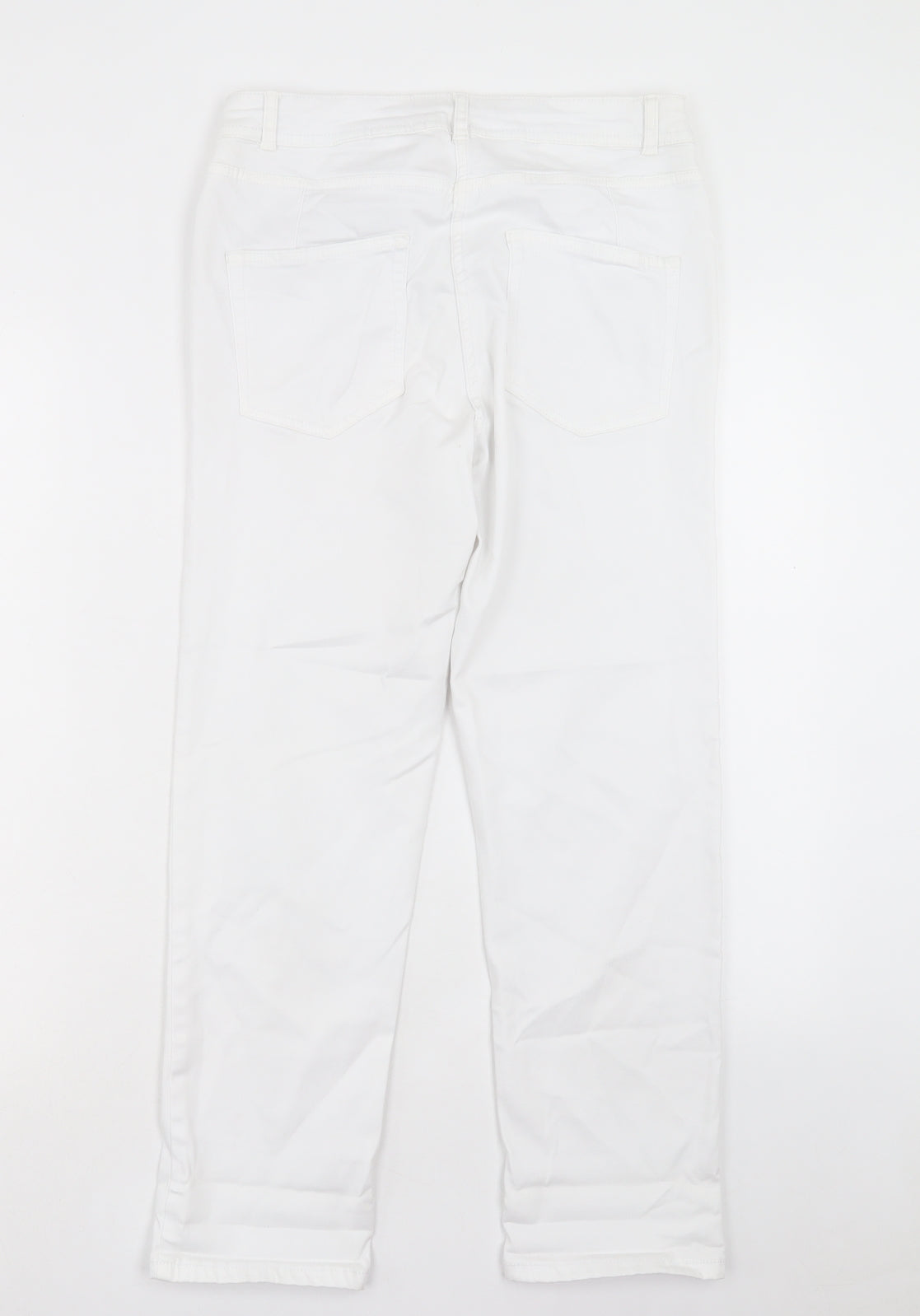 NEXT Womens White Cotton Cropped Jeans Size 10 L25 in Regular Button