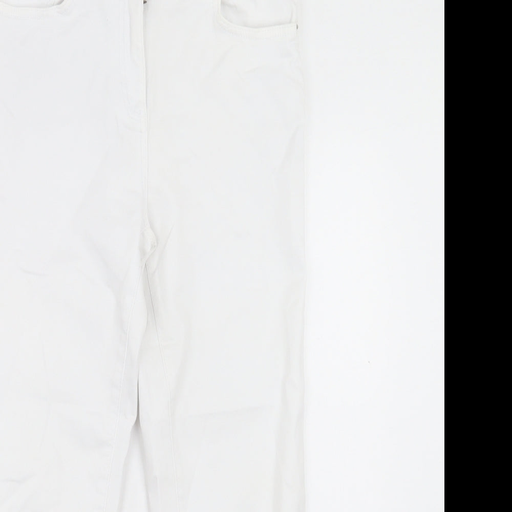 NEXT Womens White Cotton Cropped Jeans Size 10 L25 in Regular Button
