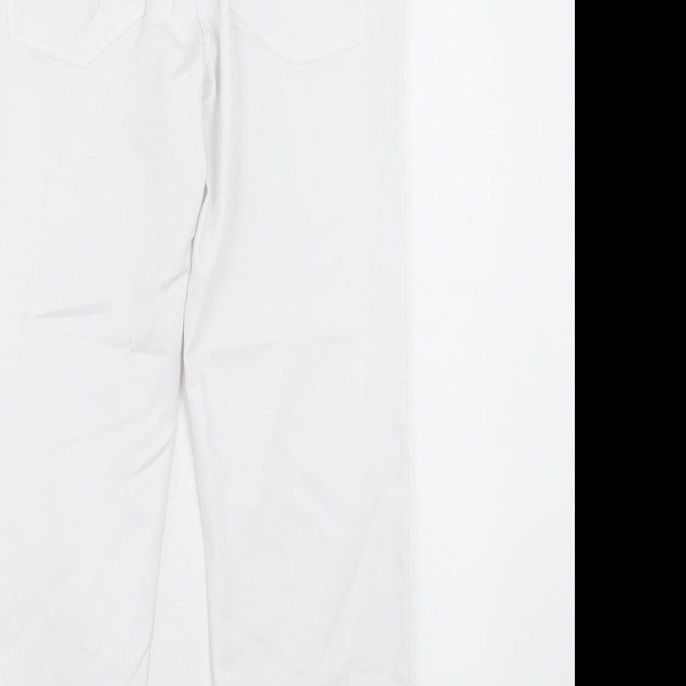 NEXT Womens White Cotton Cropped Jeans Size 10 L25 in Regular Button