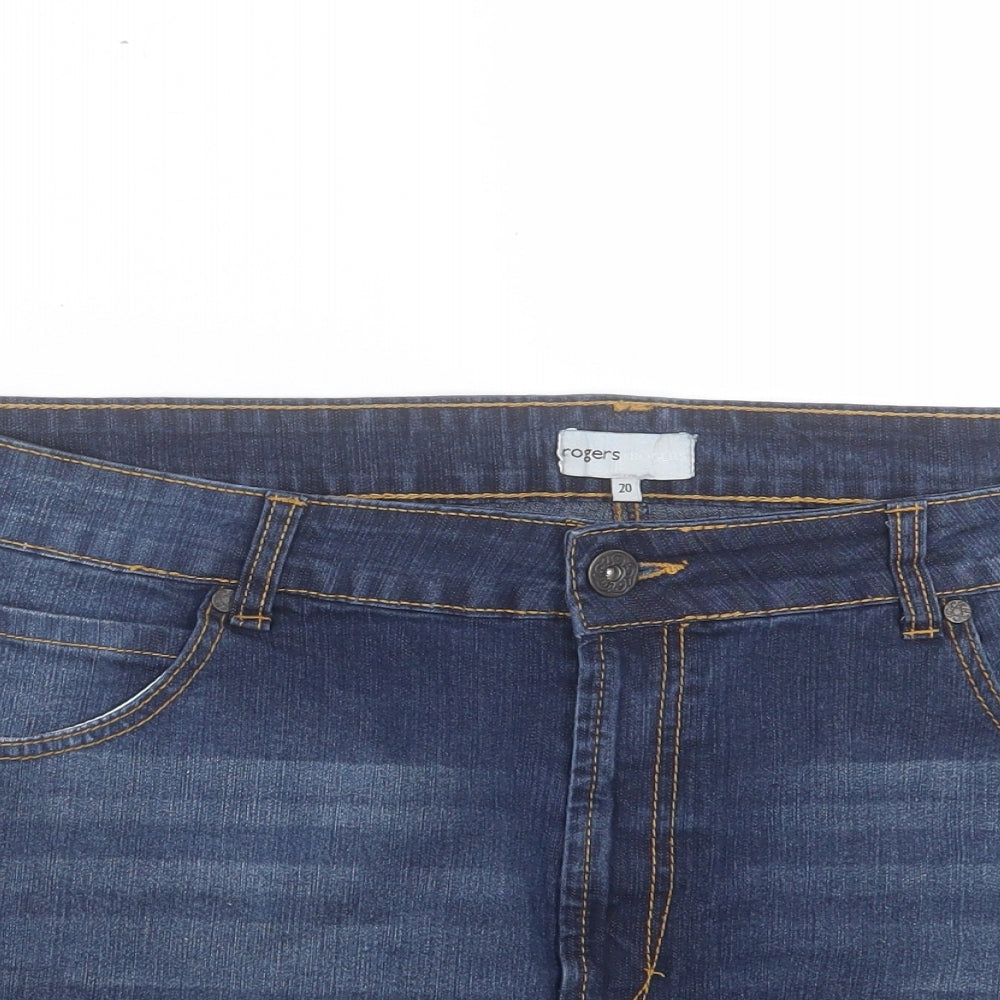Matalan Womens Blue Cotton A-Line Skirt Size 20 Button