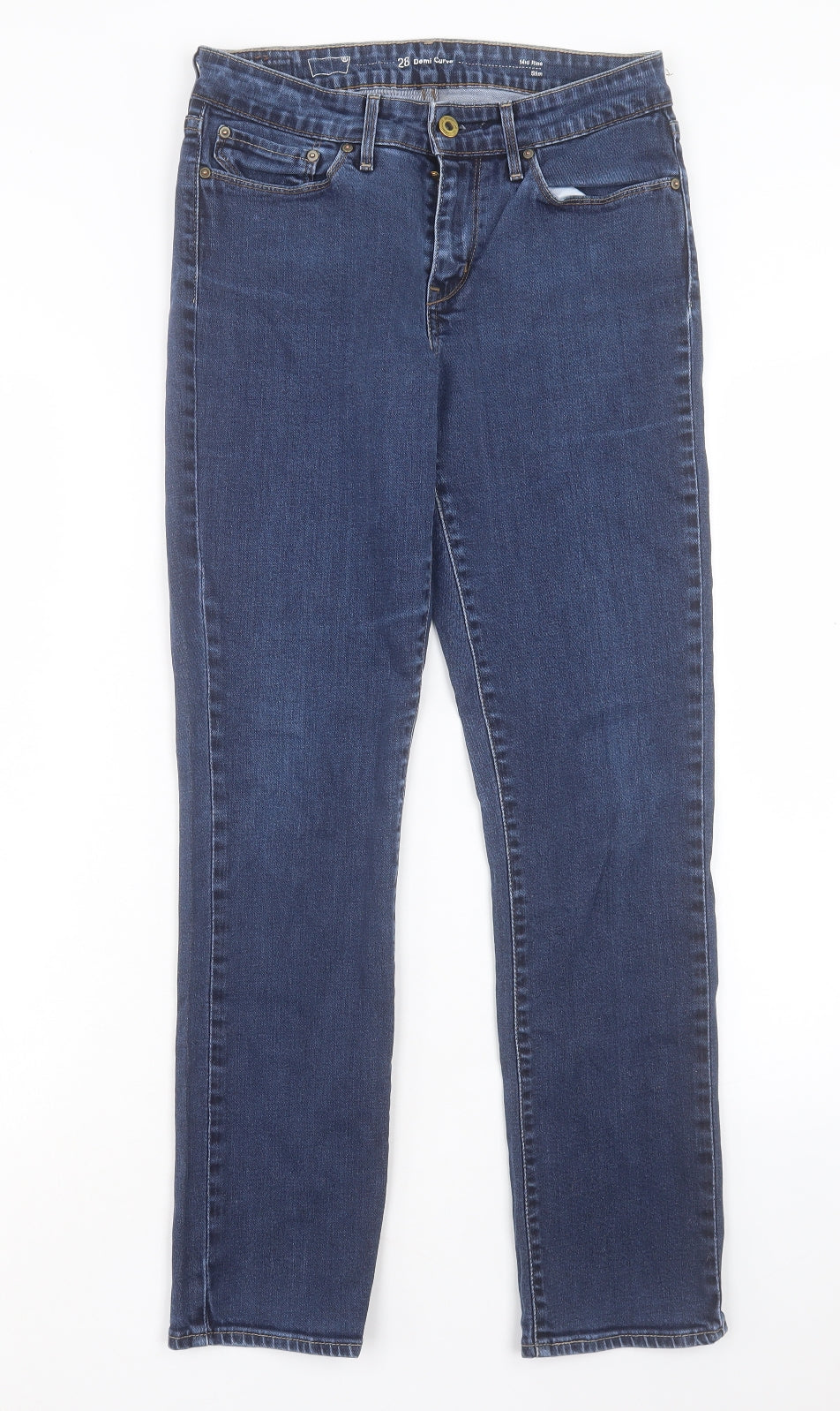 Signature by Levi Strauss & Co. Womens Blue Cotton Straight Jeans Size 28 in L28 in Slim Button
