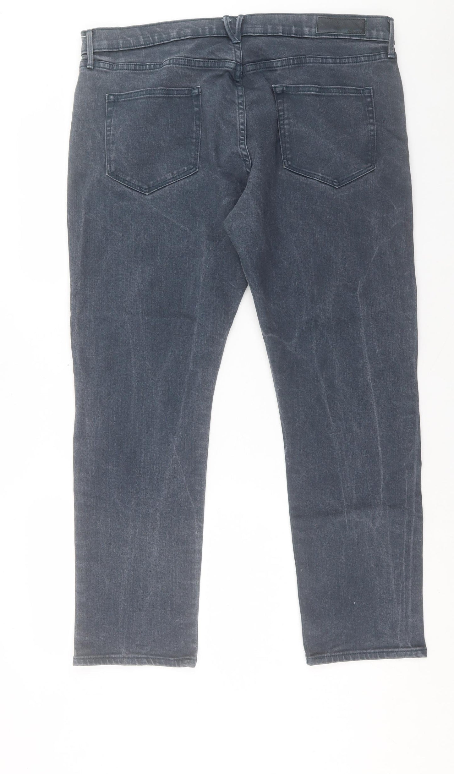 Marks and Spencer Mens Blue Cotton Straight Jeans Size 38 in L29 in Slim Button