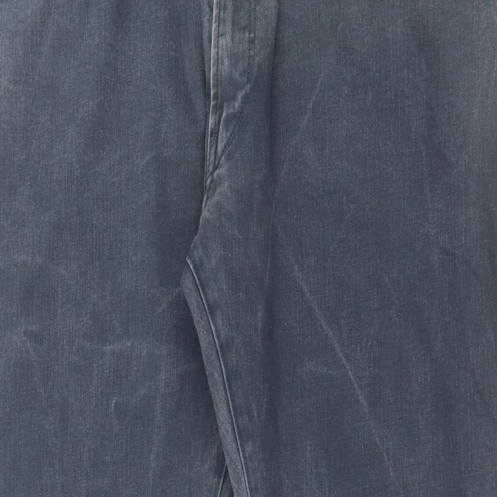 Marks and Spencer Mens Blue Cotton Straight Jeans Size 38 in L29 in Slim Button