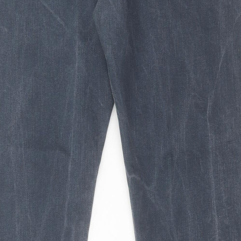 Marks and Spencer Mens Blue Cotton Straight Jeans Size 38 in L29 in Slim Button