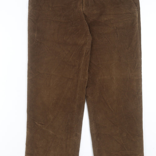 Preworn Mens Brown Cotton Trousers Size 34 in L30 in Regular Button