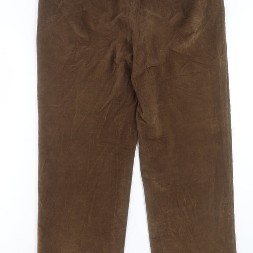 Preworn Mens Brown Cotton Trousers Size 34 in L30 in Regular Button