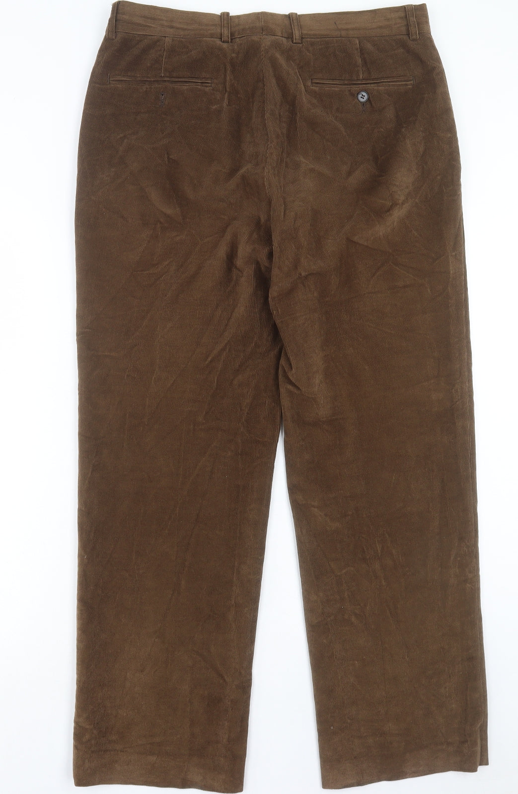 Preworn Mens Brown Cotton Trousers Size 34 in L30 in Regular Button