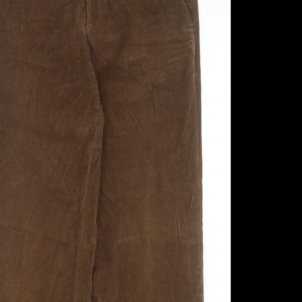 Preworn Mens Brown Cotton Trousers Size 34 in L30 in Regular Button