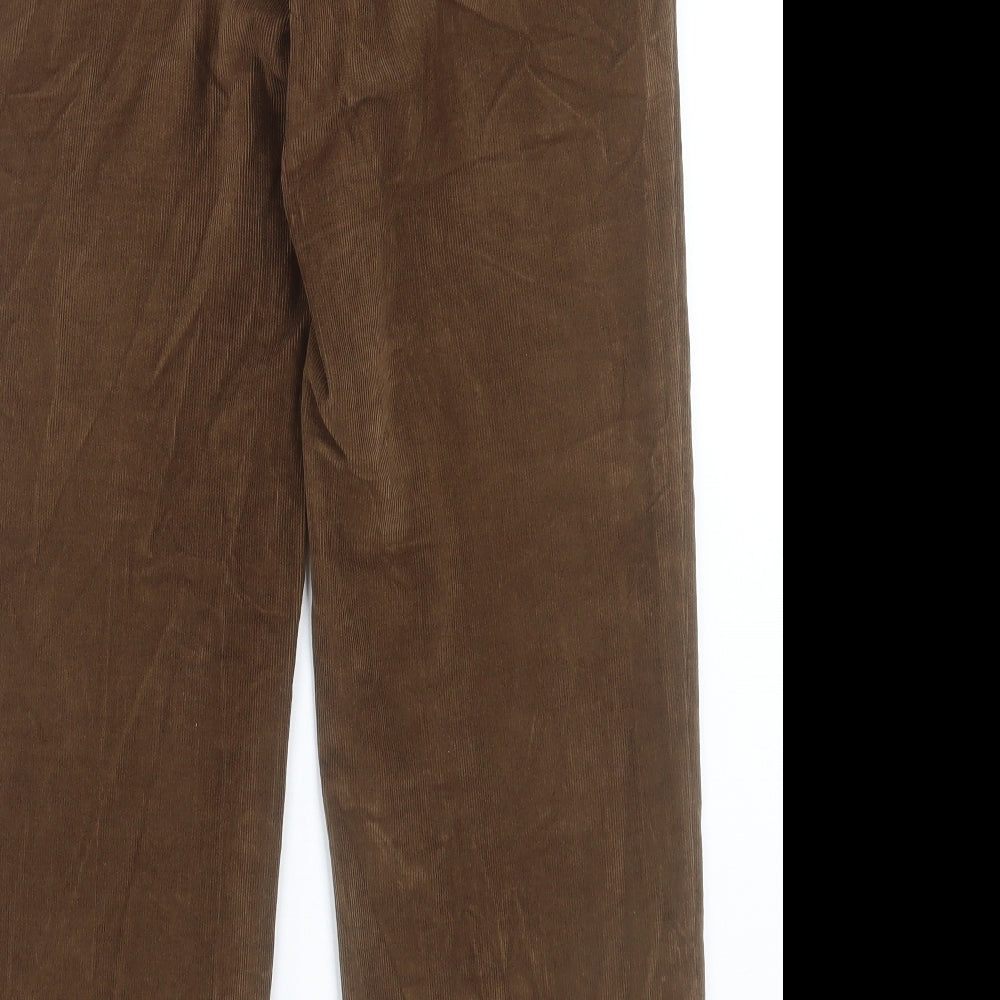 Preworn Mens Brown Cotton Trousers Size 34 in L30 in Regular Button