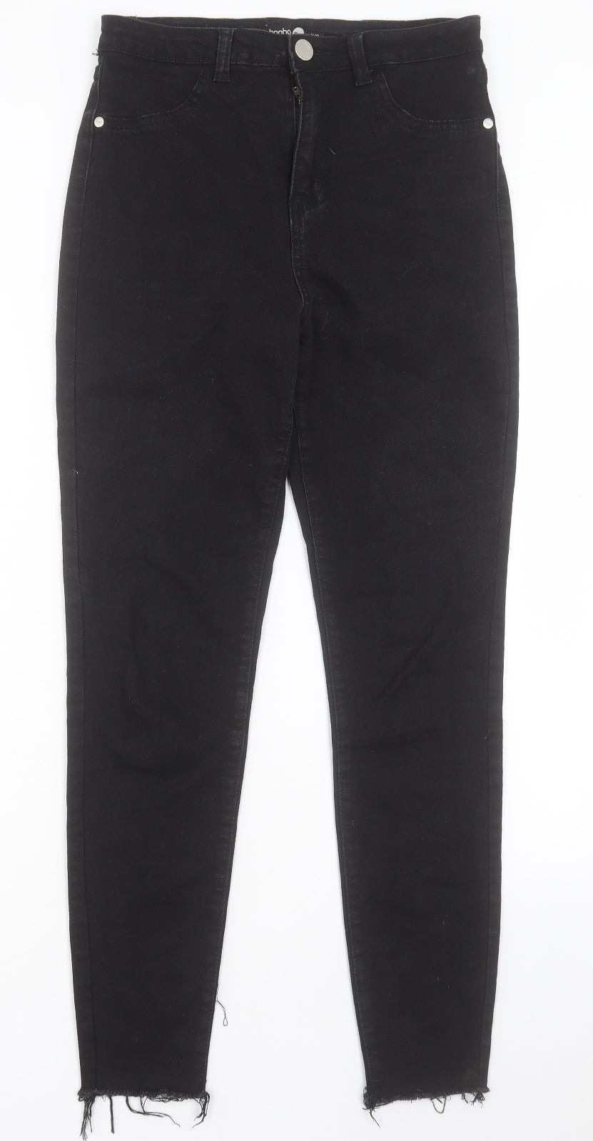 Boohoo Womens Black Cotton Skinny Jeans Size 10 L28 in Regular Button